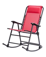 Costway Folding Zero Gravity Rocking Chair Rocker Porch Outdoor Patio Headrest