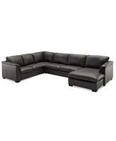 Closeout! Arond 144" 3-Pc. Leather Sectional with Chaise, Created for Macy's