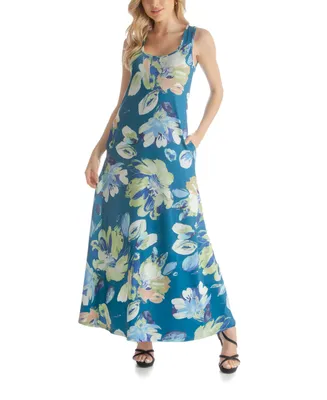 24seven Comfort Apparel Women's Sleeveless Pocket Maxi Dress