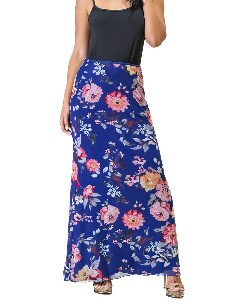 24seven Comfort Apparel Women's Elastic Waist Dressy Maxi Skirt