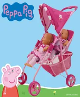 Peppa Pig Pink And White Dots Doll Twin Stroller