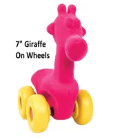 Rubbabu Pink Giraffe Aniwheels Baby Toy