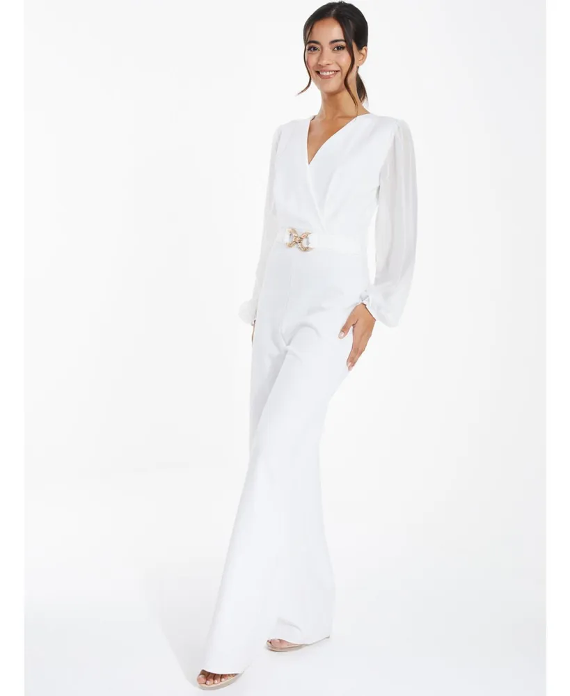 Chiffon Buckle Palazzo Jumpsuit - Women