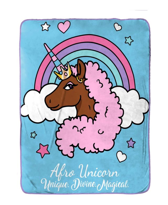 Jay Franco Afro Unicorn Unique, Divine, Magical Silk Touch Throw, 60 x 46