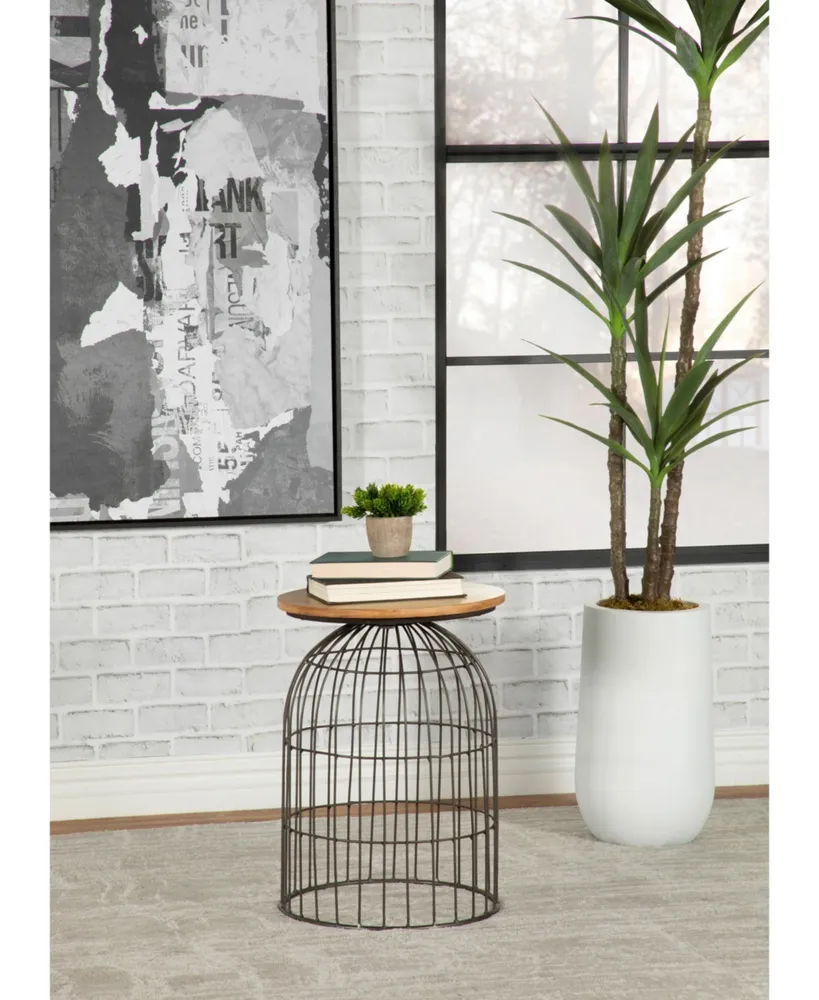 Coaster Home Furnishings Round Accent Table with Bird Cage Base