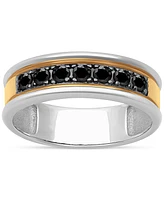 Men's Black Sapphire Band (3/4 ct. t.w.) in Sterling Silver & 18k Gold-Plate