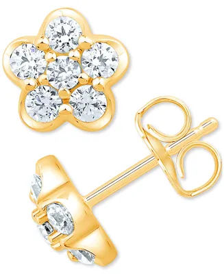 Diamond Flower Cluster Stud Earrings (1/2 ct. t.w.) in 14k Gold