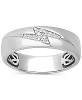 Men's Diamond Lightning Bolt Band (1/10 ct. t.w.) in 10k White Gold