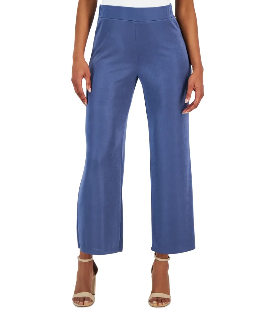 Kasper Petite Textured Pull-On Slim Ankle Pants