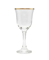 Water Glasses with Gold Rim, Set of 6