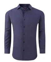 Azaro Uomo Men's Slim Fit Performance Long Sleeve Geometric Button Down Shirt