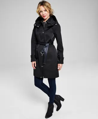 Michael Kors Women's Hooded Belted Trench Coat, Created for Macy's