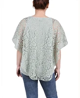 Ny Collection Petite Lace Poncho Top with Matching Tank