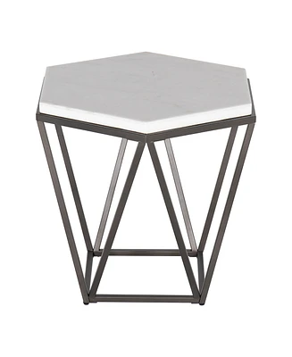 Steve Silver Corvus 24" Hexagonal Shape Marble Top End Table