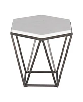 Steve Silver Corvus 24" Hexagonal Shape Marble Top End Table