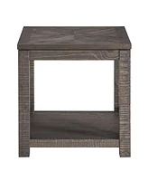 Steve Silver Dexter 24" Square Wooden End Table - Driftwood with Ruff