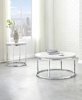 Steve Silver Echo 22" Round Marble and Chrome End Table