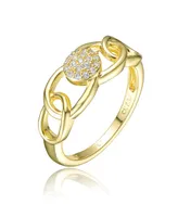 Ra 14K Gold Plated Clear Cubic Zirconia Linking Ring