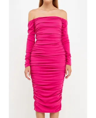 endless rose Women's Ruched Midi Dress