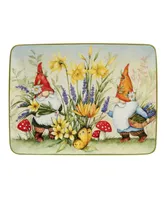 Certified International Garden Gnomes Rectangular Platter 16"