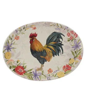 Certified International Floral Rooster Oval Platter 16"