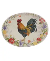 Certified International Floral Rooster Oval Platter 16"