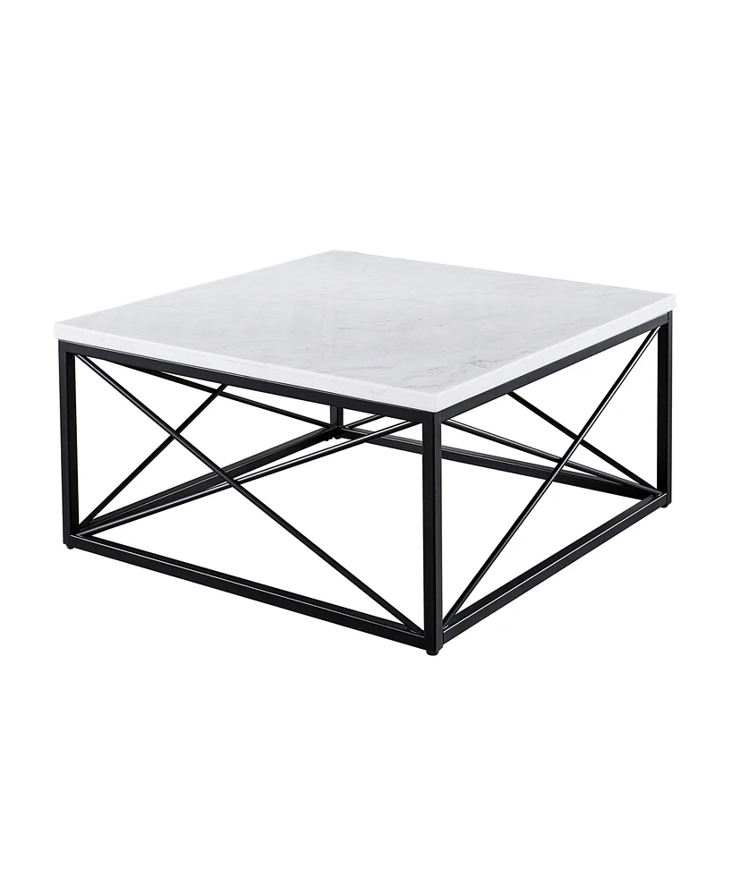 Steve Silver Skyler 36" Square Marble and Metal Cocktail Table