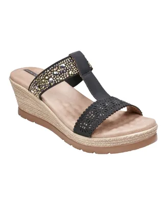 Gc Shoes Women's Alena T-Strap Wedge Sandals
