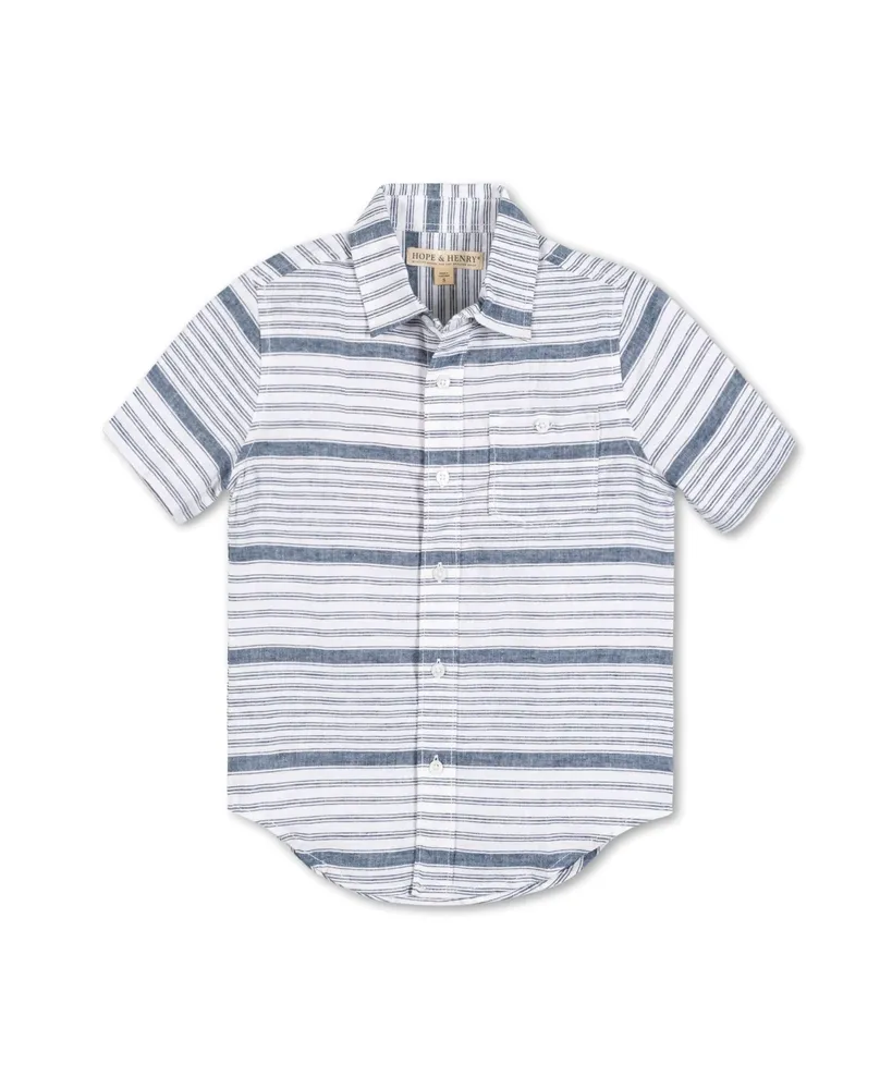 Hope & Henry Boys Linen Short Sleeve Button Down Shirt