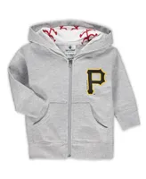 Infant Boys and Girls Soft As A Grape Heathered Gray Pittsburgh Pirates Baseball Print Full-Zip Hoodie