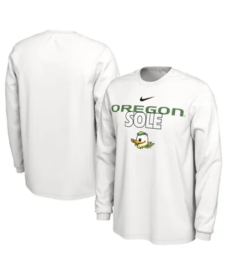 Men's Nike White Oregon Ducks On Court Long Sleeve T-shirt