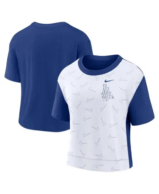 Women's Nike Royal, White Los Angeles Dodgers Line Up High Hip Fashion T-shirt