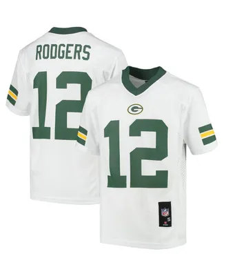 Big Boys and Girls Aaron Rodgers White Green Bay Packers Replica Player Jersey