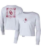 Women's Nike White Oklahoma Sooners Seasonal Cropped Long Sleeve T-shirt