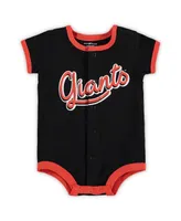 Newborn and Infant Boys Girls Black San Francisco Giants Stripe Power Hitter Romper