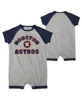 Infant Boys and Girls Heather Gray Houston Astros Extra Base Hit Raglan Full-Snap Romper