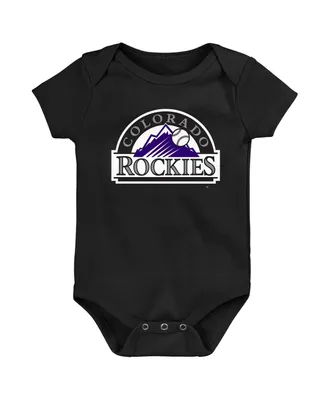 Newborn and Infant Boys Girls Black Colorado Rockies Primary Team Logo Bodysuit