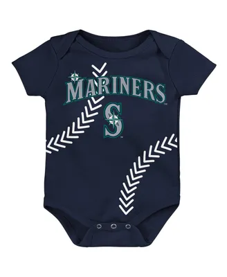 Newborn and Infant Boys Girls Navy Seattle Mariners Running Home Bodysuit