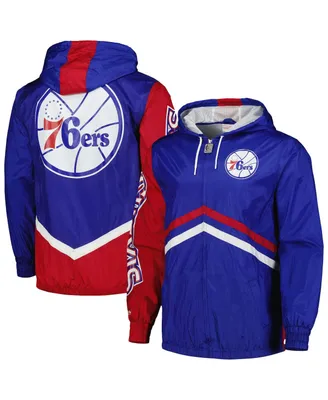 Men's Mitchell & Ness Royal Philadelphia 76ers Undeniable Full-Zip Windbreaker Jacket