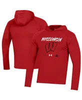 Men's Under Armour Red Wisconsin Badgers On Court Shooting Long Sleeve Hoodie T-shirt