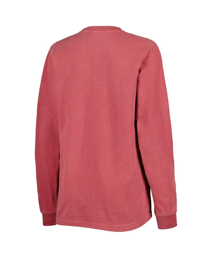 Women's Soft As A Grape Red Washington Nationals Team Pigment Dye Long Sleeve T-shirt