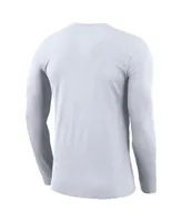 Men's Nike White Byu Cougars On Court Bench Long Sleeve T-shirt