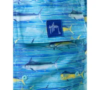 Guy Harvey Men's Scribble Fish Drawstring 7" Surf Shorts