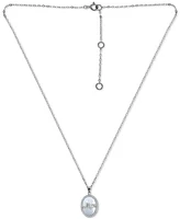 Giani Bernini Cubic Zirconia & Mother of Pearl Oval "Mom" Halo Pendant Necklace, 16" + 2" extender, Created for Macy's