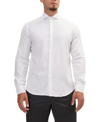 Ron Tomson Men's Modern Spread Collar Fitted Shirt