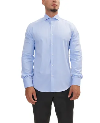 Ron Tomson Men's Modern Spread Collar Fitted Shirt