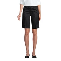 Lands' End Women's School Uniform Tall Plain Front Blend Chino Shorts