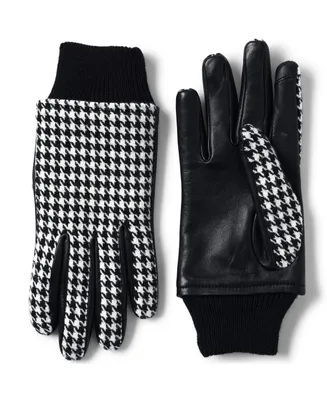 Lands' End Women's Ez Touch Screen Lined Leather Gloves