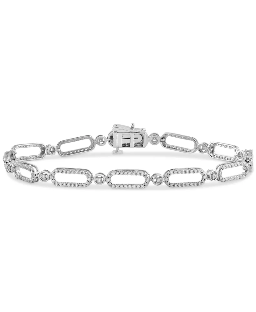 Diamond Open Link Bracelet (1 ct. t.w.) in Sterling Silver