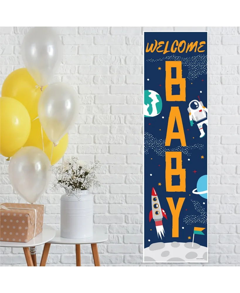 Big Dot Of Happiness Blast Off to Outer Space Rocket Ship Baby Shower Front  Door Vertical Banner